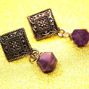 Handmade Amethyst Earrings, Original Artist Design